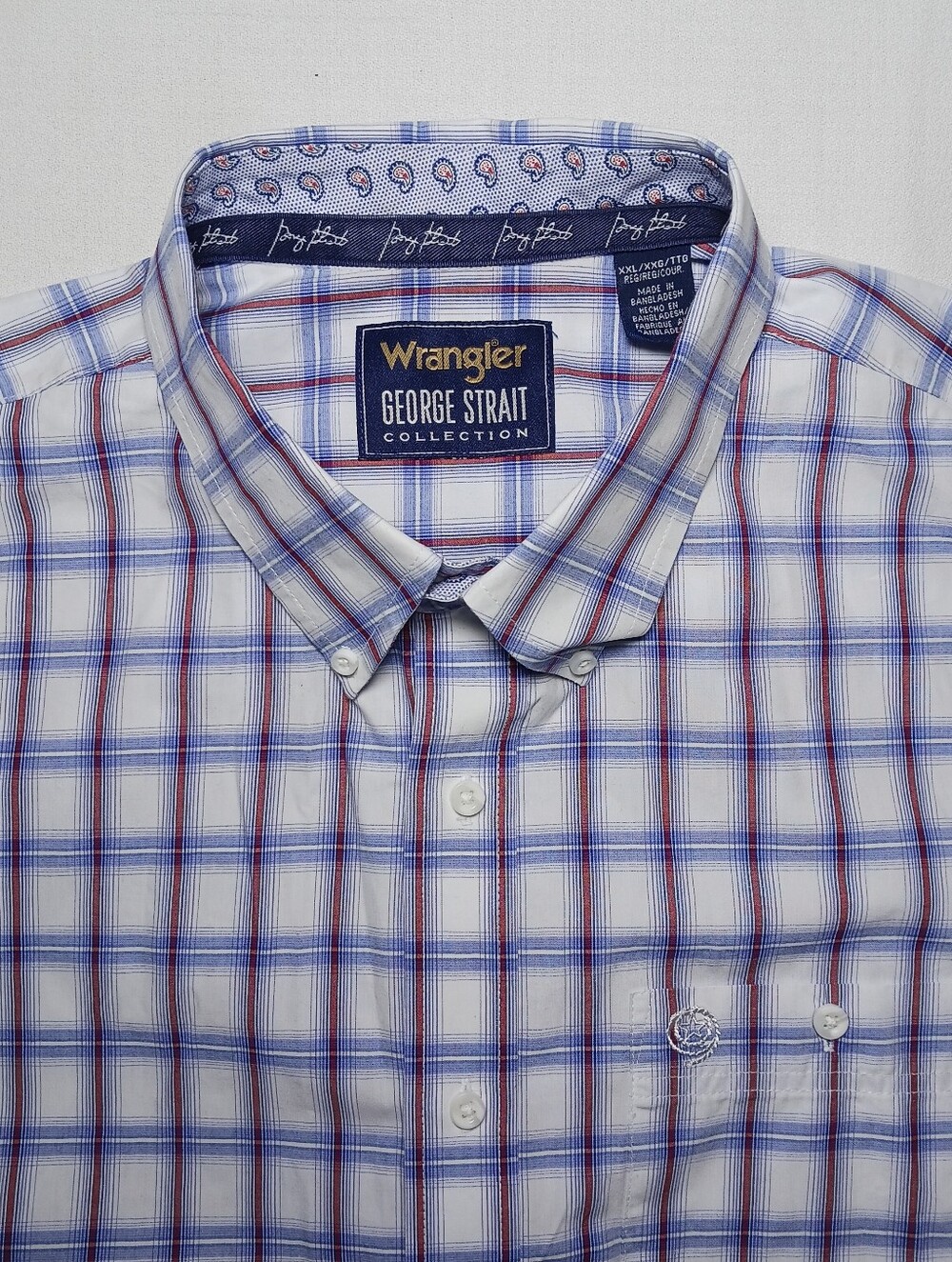 Wrangler 112327830 Mens George Strait Long Sleeve Button Down Plaid Shirt XXL